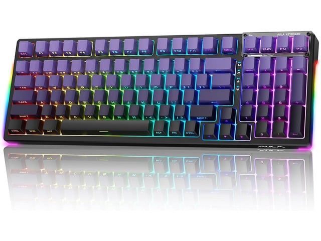 AULA Wireless Mechanical Purple Keyboard, Full Size Gaming Keyboards Tri-Mode Bluetooth/2.4G/USB-C,8000mAh,RGB Backlit,Programmable 98 PBT...