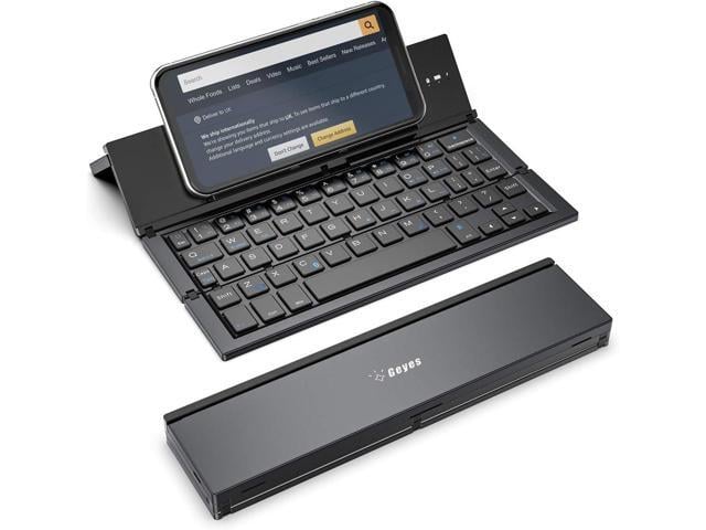 Geyes Foldable Bluetooth Keyboard Portable Folding Wireless Keyboard with Portable Pocket Size, Aluminum Alloy Housing for iPhone,iPad,...