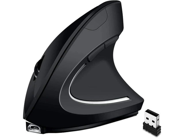 Rechargeable Wireless Vertical Mouse, 2.4G Wireless Ergonomic Optical Mouse with 3 Adjustable 800/1200 /1600 DPI, Suitable for Big Hands