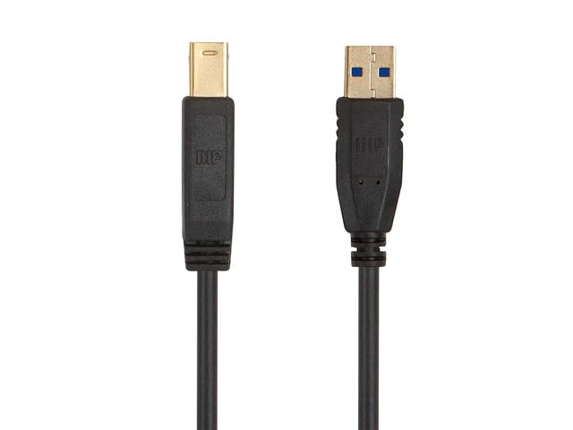 Monoprice USB 3.0 Type-A to Type-B Cable - 6 Feet - Black, Compatible With Monitor, Scanner, Hard Disk Drive, USB Hub, Printers - Select Series