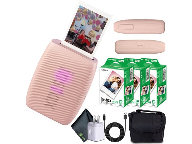 FUJIFILM INSTAX MINI LINK 3 Smartphone Printer (Rose Pink) + 60 Instant Film