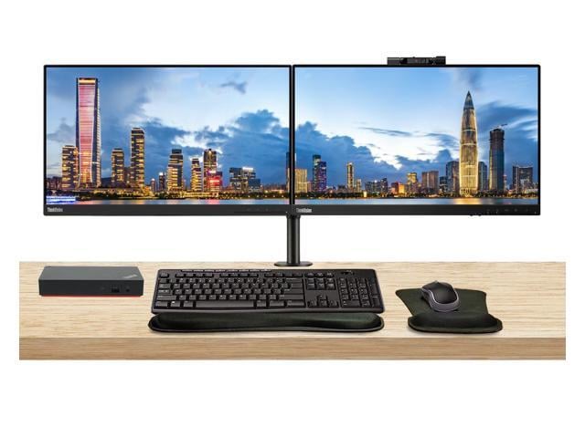 Lenovo ThinkVision T22v 22-inch, 2-Pack Bundle with T22i, HDMI, DisplayPort, Webcam, Speaker, Microphone, Dual Monitor Stand, ThinkPad USB-C Dock,...