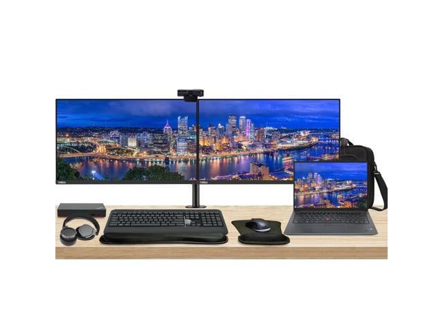 Lenovo E14 Gen 5 14' Ryzen 5, 8GB RAM, 256GB SSD, Notebook Bundle with 2 x ThinkVision T27i 27' Monitors, Dual Stand, USB-C Dock, MK670 Wireless...