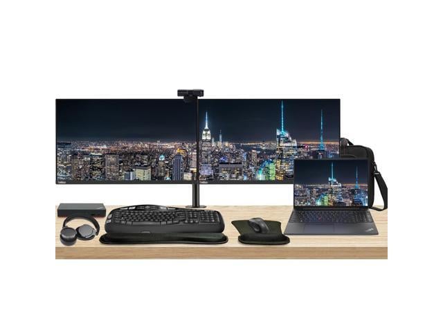 Lenovo E16 16' Ryzen 5, 8GB RAM, 256GB SSD, Notebook Bundle with 2 x ThinkVision T24i 24' Monitors, Dual Stand, USB-C Dock, MK670 Wireless Keyboard...