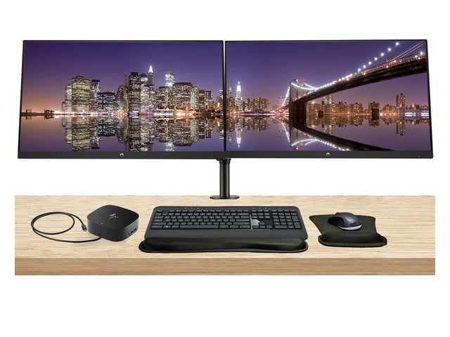HP P22v G5 22 inch 1920 x 1080 Full HD Edge LED LCD Monitor, 2-Pack Bundle with HDMI, VGA, Stand, MK540 Wireless Keyboard, Mouse, Gel Mouse Pad,...