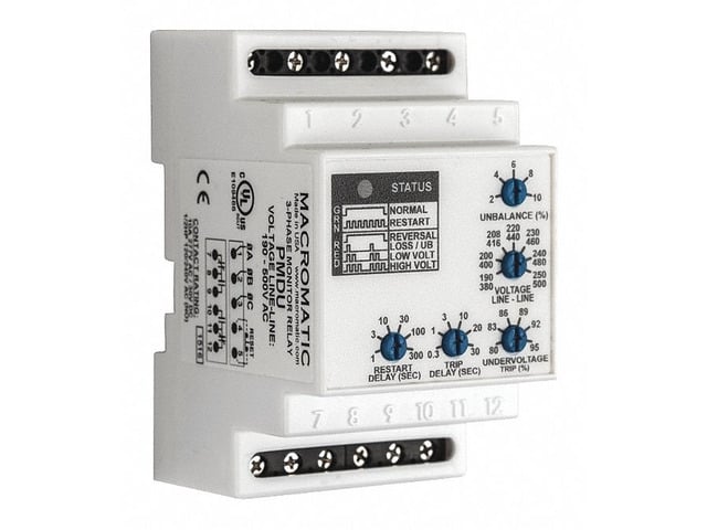 MACROMATIC PMD575 Phase Monitor Relay, 12 Pins, 480-600VAC