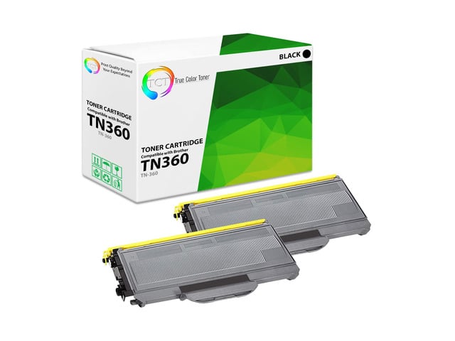 Brother True Color Toner TN360 Toner Cartridge 2 Pack - Premium Compatible Replacement for Brother TN-360 TN360 Black Works With Brother HL-2140 2150N...