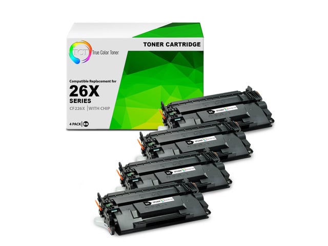 HP True Color Toner 26X Toner Cartridge 4 Pack - Premium Compatible Replacement for HP 26X CF226X Black High Yield Works With HP LaserJet Pro M402D...