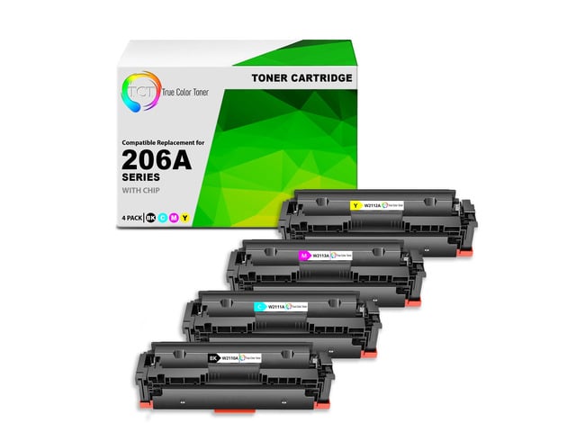 HP True Color Toner 206A Toner Cartridge 4 Pack - Premium Compatible Replacement for HP 206A W2110A W2111A W2112A W2113A Works With HP Color LaserJet...