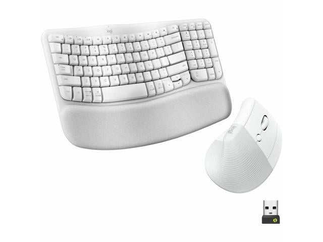 Logitech Wave Keys & Lift Vertical Mouse Ergonomic Wireless Keyboard and Mouse Combo with Cushioned Palm Rest Off-white 920013611