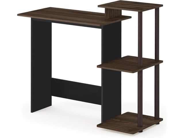 Furinno Efficient Home Laptop Notebook Computer Desk with Square Shelves, Columbia Walnut/Brown