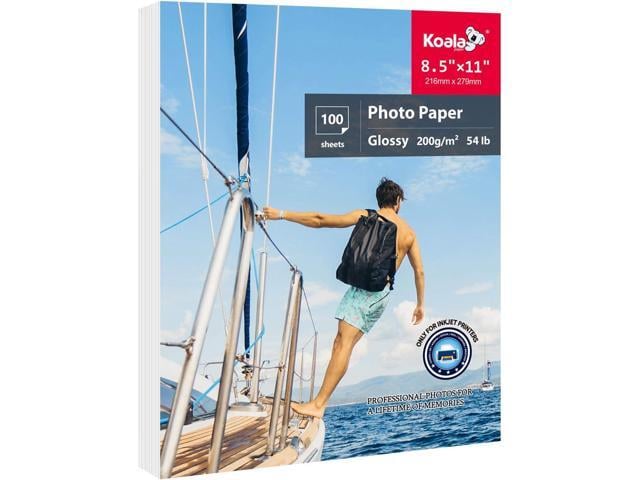 Koala Thin Photo Paper 8.5 x 11 In Glossy Photo Printer Paper for Inkjet Printer Water-Resistant 100 Sheets 200gsm for Everyday Use