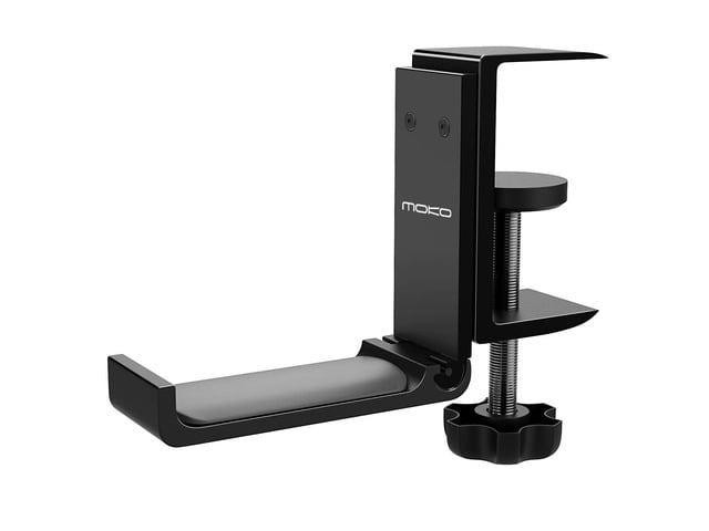 MoKo Headphone Stand, Universal Aluminum Headphone Foldable Hanger Adjustable Headset Stand Clamp Mount Desk Hook Holder for All Headphone Sizes,...