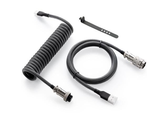 GUNMJO Pro Custom Coiled USB C Cable for Gaming Keyboard, Double-Sleeved Mechanical Keyboard Cable with Detachable Metal Aviator, 1.5M USB-C to...