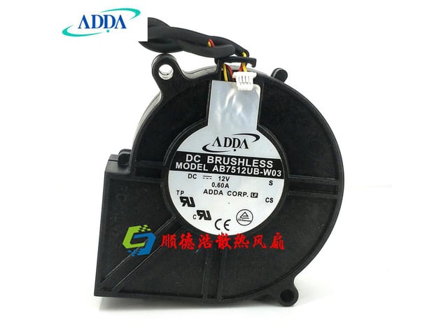 ADDA AB7512UB-W03 DC12V 0.60A brushless turbine blower Projector fan