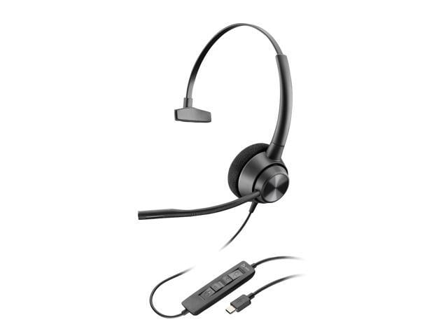 Poly EncorePro 310 USB-C Monoaural Headset TAA - Mono - USB Type C - Wired - 20 Hz - 10 kHz - Over-the-head, On-ear - Monaural - Supra-aural - 7.18...