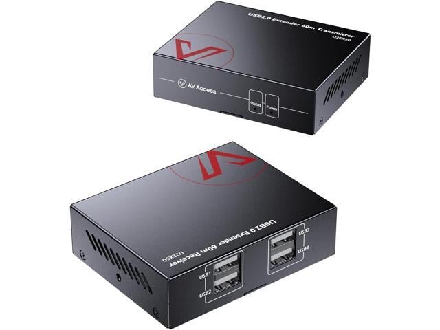 AV Access USB Extender Over Cat5e/6 196ft/60M, 4 USB 2.0 Ports, Plug and Play, No Driver, Supports All Operating System, Two Webcams Work...