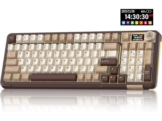 A99 Pro Mechanical Keyboard with LCD Screen & Metal Knob, Wireless Gaming Keyboard with BT5.0/2.4GHz/USB-C, Hot Swappable Creamy Keyboard, Gasket...