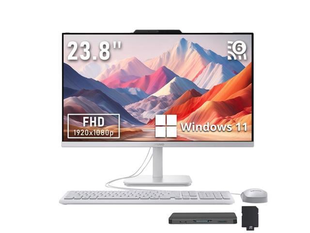 Lenovo A100 23.8' FHD All-in-One Desktop, Intel N100, 16GB DDR5 RAM, 2TB Storage (1TB SSD+1TB Docking Station Set), Keyboard & Mouse, 720p HD...