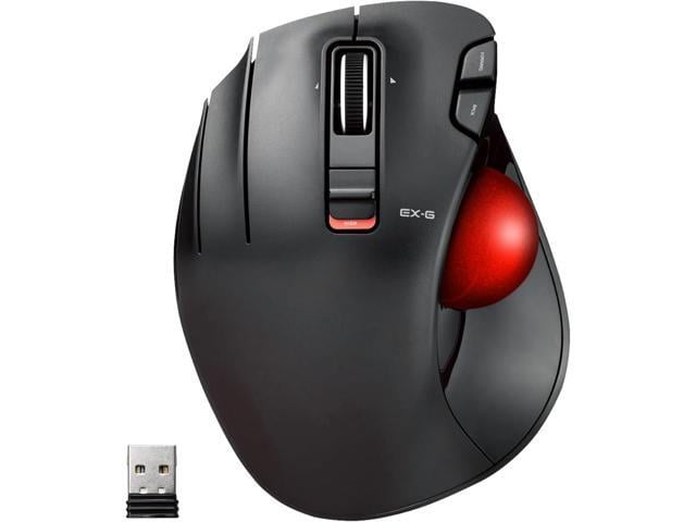 ELECOM EX-G Left Handed Trackball Mouse, 2.4 GHz USB Wireless, Ergonomic, Thumb Control, Tracking Roller Ball, 6 Programmable Buttons, Tilt Scroll