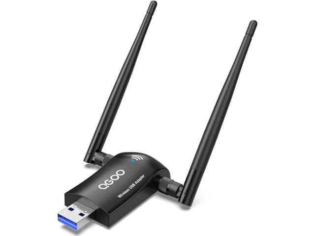 Wireless WiFi Adapter for Desktop PC - QGOO AC1300Mbps USB 3.0 Network Dongle with 5dBi High Gain Dual Antennas, 2.4GHz/5GHz Dual Band for Laptop...