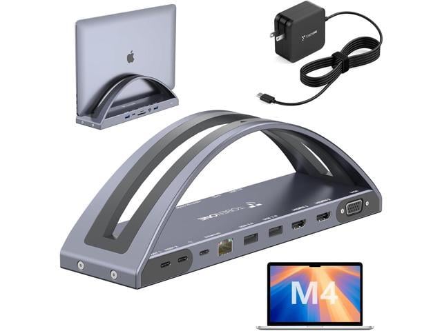 Apple TobenONE MacBook Docking Station Dual 4K Monitor for M1-M5 Pro/Max, 13-in-2 USB C Docking Station with 100W Power Adapter, Laptop Dock Stand with 2...