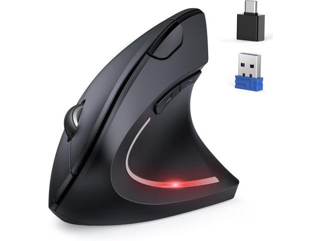 TECKNET Ergonomic Mouse, Jiggler Bluetooth Wireless Vertical Mouse, 4800 DPI Silent Mouse with 6 Adjustable DPI Levels, 2.4GHz (USB A & C) Mouse, 6...