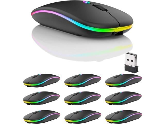 10 Pack Wireless Bluetooth Mouse,LED Dual Mode Rechargeable Silent Slim Laptop Mouse,Portable(BT5.2+USB Receiver) Dual Mode Computer Mice,for...