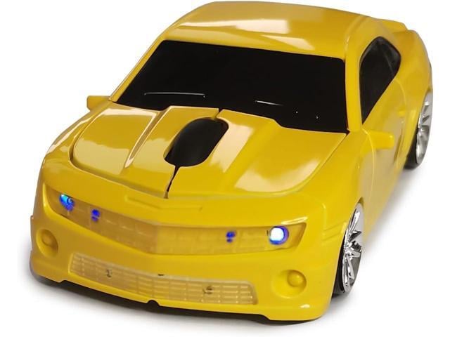 Car Mouse for Compuer, Funny Sport Car Shaped Computer Mouse, 2.4Ghz Wireless Mouse Car Mouse with USB Reciver for Laptop, PC(Yellow)
