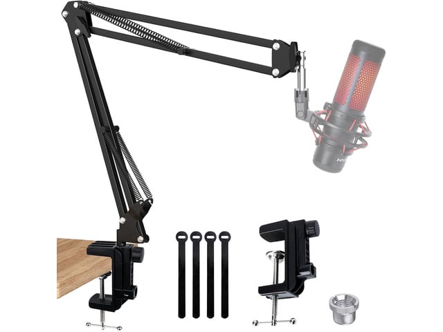HyperX QuadCast Boom Arm, Mic Arm for Blue Yeti HyperX QuadCast SoloCast Fifine AM8 and Most Microphone, Mic Stand Desk with 3/8' to 5/8' Adapter by SUNMON