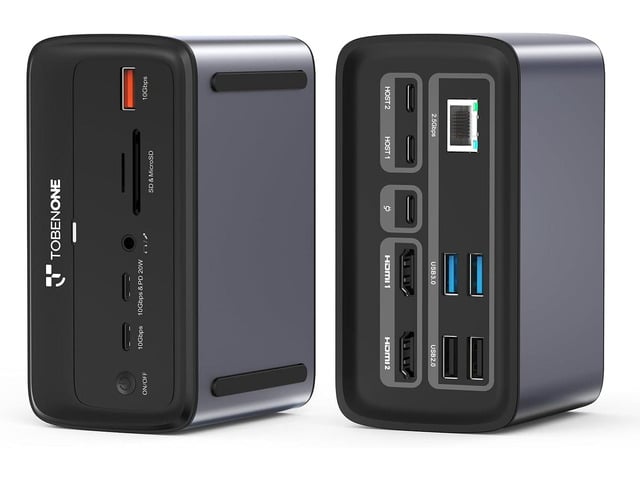 Apple TobenONE MacBook Docking Station Dual 4K@60Hz, 16-in-2 USB C Docking Station with 2 HDMI Ports, 7 USB Ports, 100W GaN Power Supply & 20W Charging,...