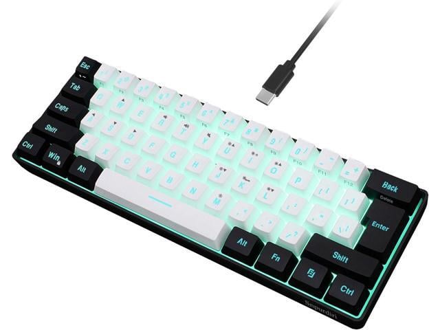 Snpurdiri 60% Wired Gaming Keyboard, 61 Keys RGB (Black-White)