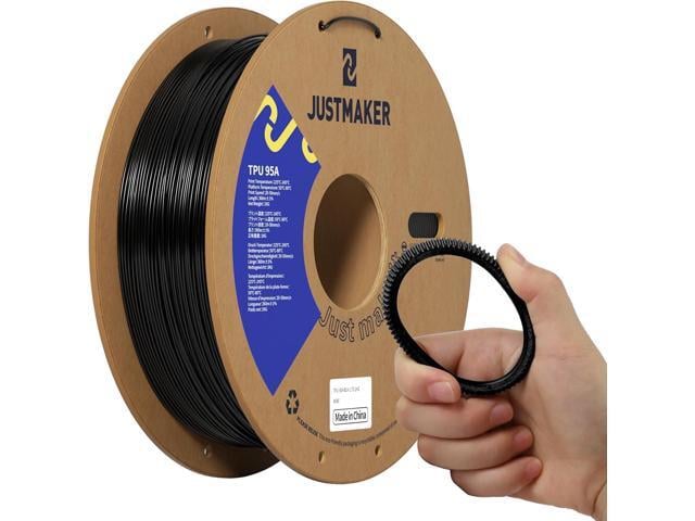TPU 95A 3D Printer Filament, Suitable Resilience, Upgrade Cardboard Spool, 1kg, Dimensional Accuracy +/-0.05mm, 1.75mm, Black