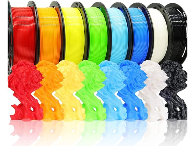 1.75mm 8 Spools Popular Colors 3D Printer PLA Filament Bundle Pack: Black White Red Blue Yellow Orange Limegreen SkyBlue, Each Spool 250g, Widely...