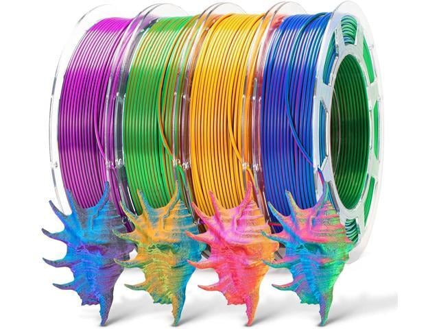 Silk PLA 3D Printer Filament Bundle, PLA Filament Triple Color (Red Blue Green-Black Blue Purple-Orange Blue & Green-Red Gold Purple) 1.75mm 3D...