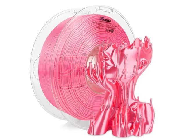 AMOLEN Silk PLA 3D Printer Filament, Shiny Silk Pink PLA Filament 1.75mm, High Speed 3D Printing PLA Filament for Most 3D Printer, 1kg Spool(2.2lbs)