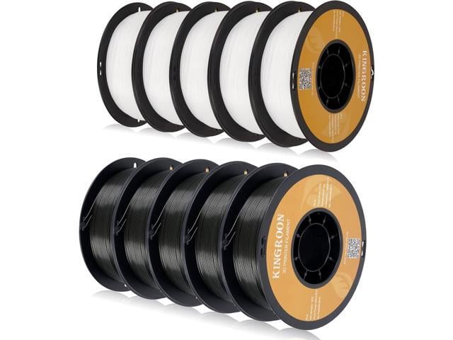 Kingroon PLA 3D Printer Filament,10 Rolls, Dimensional Accuracy +/- 0.02 mm, 10kg Spool(22lbs), 1.75 mm5Black+5White