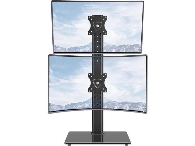 MOUNTUP Vertical Dual Monitor Stand, Stack Two Screens up to 32 inches,33 Lbs, Free-Standing Monitor Desk Mount, Monitor Riser with Swivel, Tilt,...