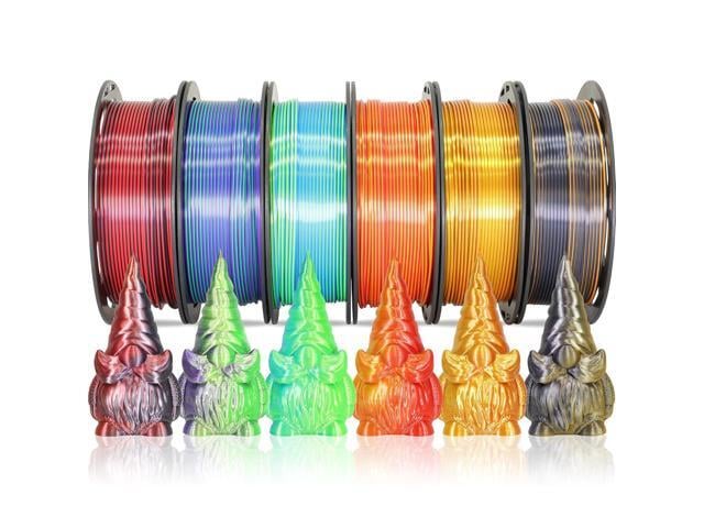 MIKA3D 6 Spools Bicolor Dual Color 1.75mm 3D Printer Filament Bundle, 3D Printing Silk PLA, Silk...