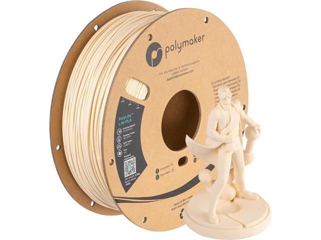 Polymaker Light Weight PLA Filament 1.75mm White 0.8kg, PolyLite 3D Printer PLA Filament White Low Density, Print with Most 3D Printers