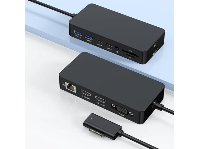 Surface Docking Station, 12-in-1 Surface Dock Triple Displays Dual HDMI 4K@60HZ+VGA, Surfac-e Pro Docking Station with Power Supply for Surfac Pro...