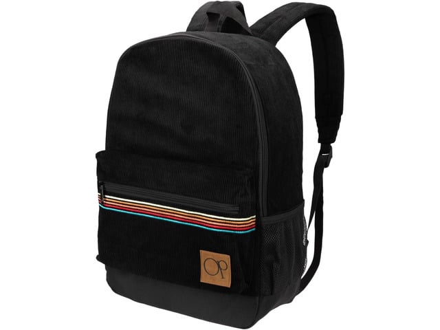 Ocean Pacific OG Corduroy Backpack for Travel, Sports, Beach, Work, Casual Daypack for Men Women Fits 15.6 Inch Laptop (Black)