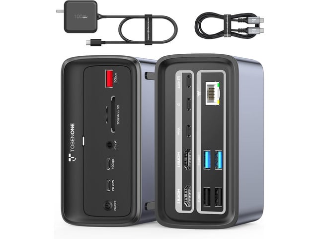 TobenONE Docking Station 3 Monitors, Triple Monitor Docking Station with Single 8K USB-C Video, Dual 4K HDMI, 10Gbps USB A/C, PD 3.0, 100W Power...