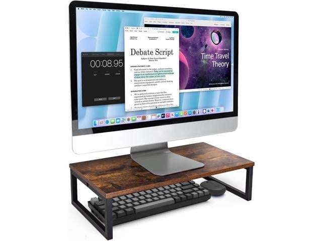 ARCOBIS 20 Inch Monitor Riser, Wood & Metal Computer Monitor Stand Riser for Desk, Rustic Brown