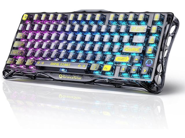 GravaStar Mercury K1 Lite 75% Gaming Keyboard, 2.4GHz/BT/Wired Tri-Mode Wireless Keyboard, Gasket Hot Swappable Mechanical Keyboard, Pre-lubed...