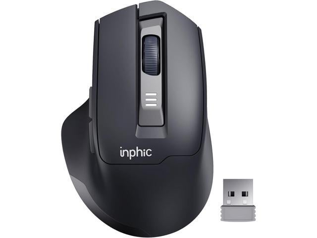 INPHIC Wireless Mouse Rechargeable, [Battery Level Visible], Silent Click USB 2.4G Cordless Mouse for Laptop PC Computer, 6 Buttons, 2400DPI 4...