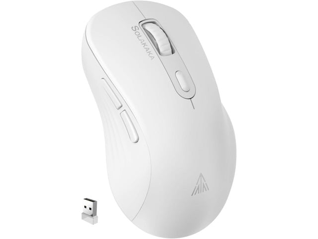 SOLAKAKA SM66 White Silent Wireless Mouse, Dual Mode(BT/2.4G) Computer Mouse for Laptop/PC/Mac