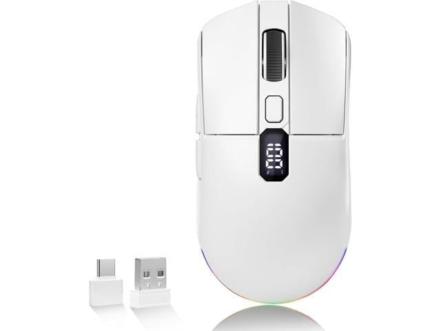 Uciefy Bluetooth Wireless Mouse, Tri-Mode (2.4G+BT5.0+BT5.1) LED Bluetooth Mouse, USB C Rechargeable with LED Screen Display, 2400 DPI Computer...