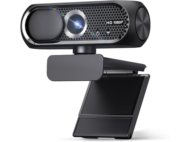 1080P HD Webcam with Microphone, Privacy Cover, Wide-Angle Lens, Plug & Play USB Webcam for Laptop, Desktop, PC, Mac, Zoom, Skype (Deep Black)
