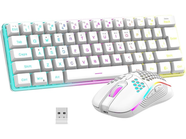 RedThunder 60% Wireless Gaming Keyboard and Mouse Combo, 2500mAh Rechargeable Battery, Ultra-Compact Small RGB Mechanical Feel Keyboard,...